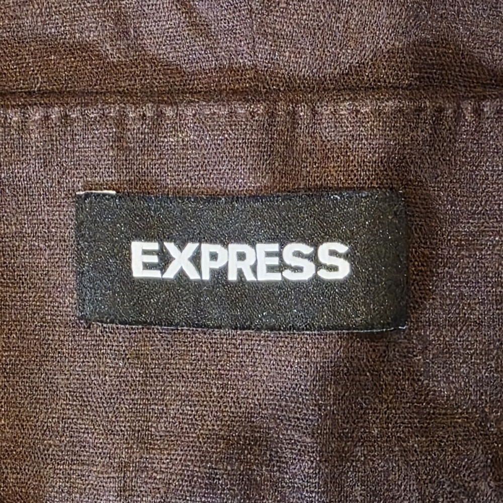 Express Brown Super High Rise Linen Blend Shorts.  Sz 12.  NWOT. - Picture 2 of 7